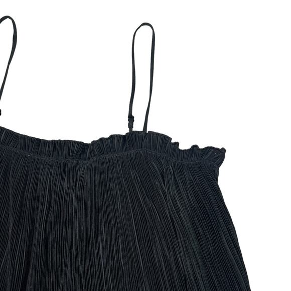 Madewell Texture & Thread Nicole Micropleat Ruffle Tank Top Black Small - Picture 4 of 8